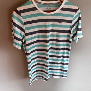 Nike Dri-Fit t-shirt Stripped Blue White Grey Size Small